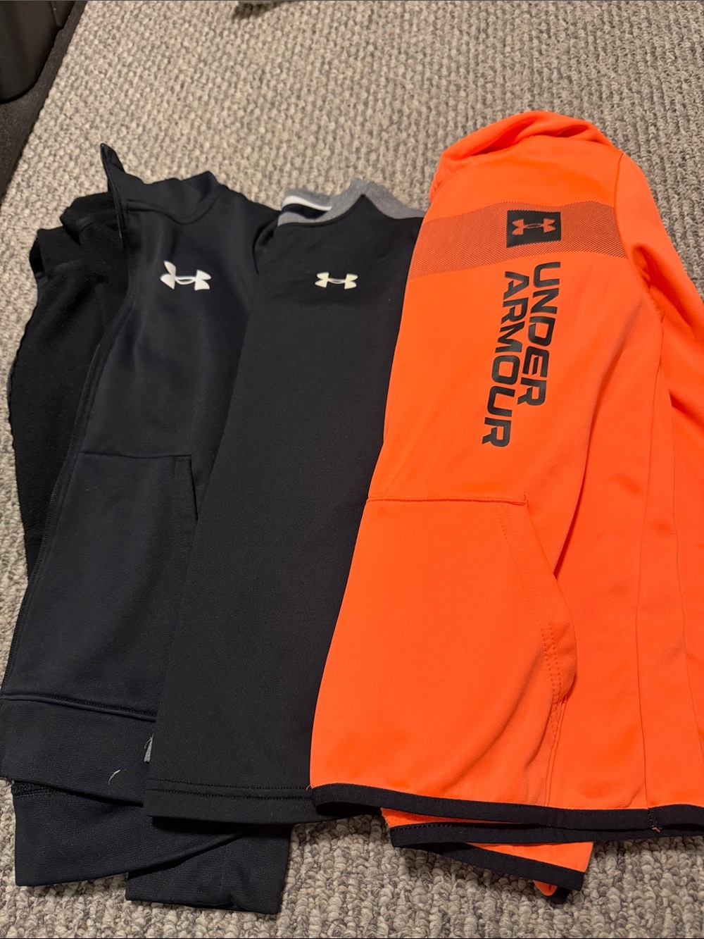 Under Armour Kids' Orange and Black Hooded Jacket and Black Pullovers Set